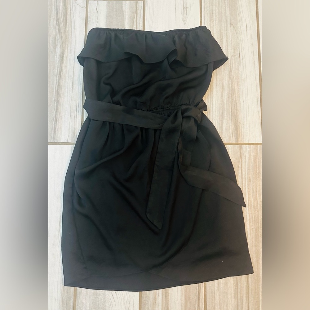 Lush: Black strapless, belted dress, Small